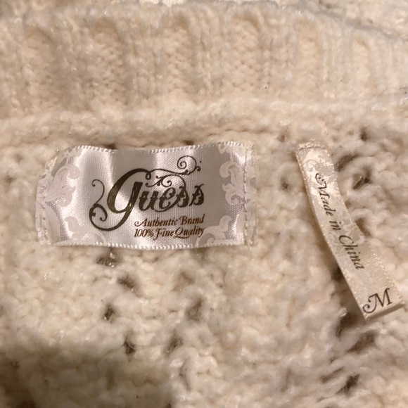 Guess cream knit sweater vest Sz M pre-owned - Picture 4 of 5